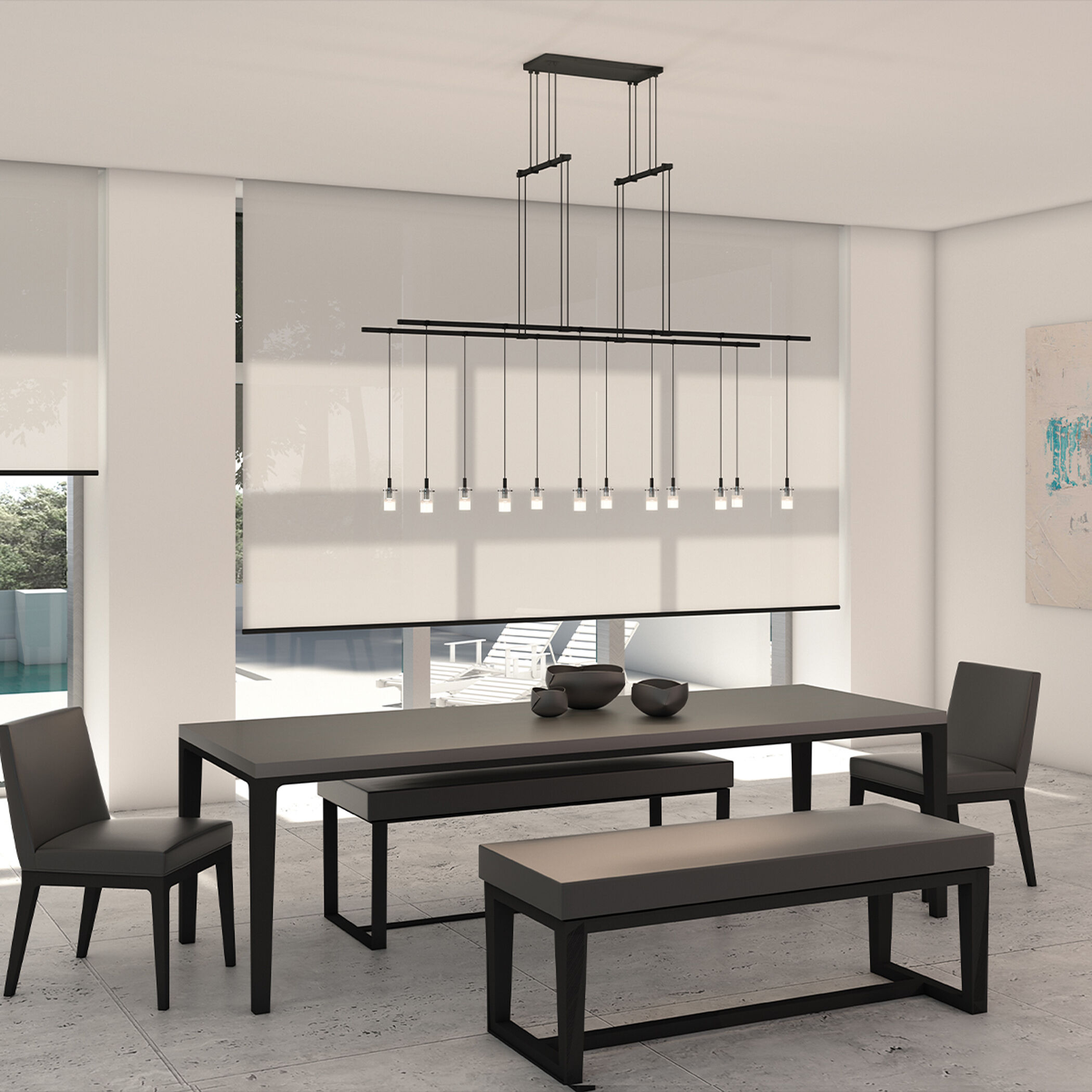 Suspenders LED 48 inch Satin Black Pendant Ceiling Light