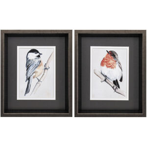 Bird on Branch Blue and Yellow Framed Art