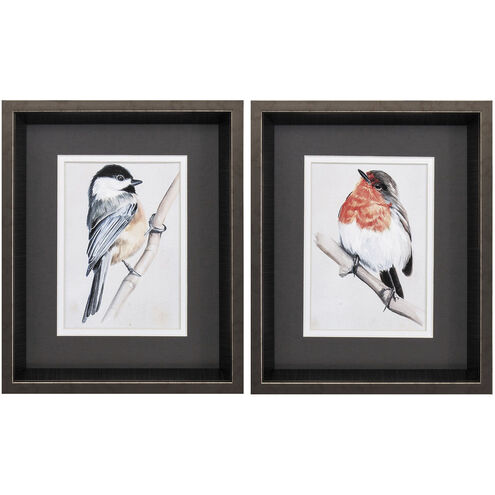 Bird on Branch Blue and Yellow Framed Art