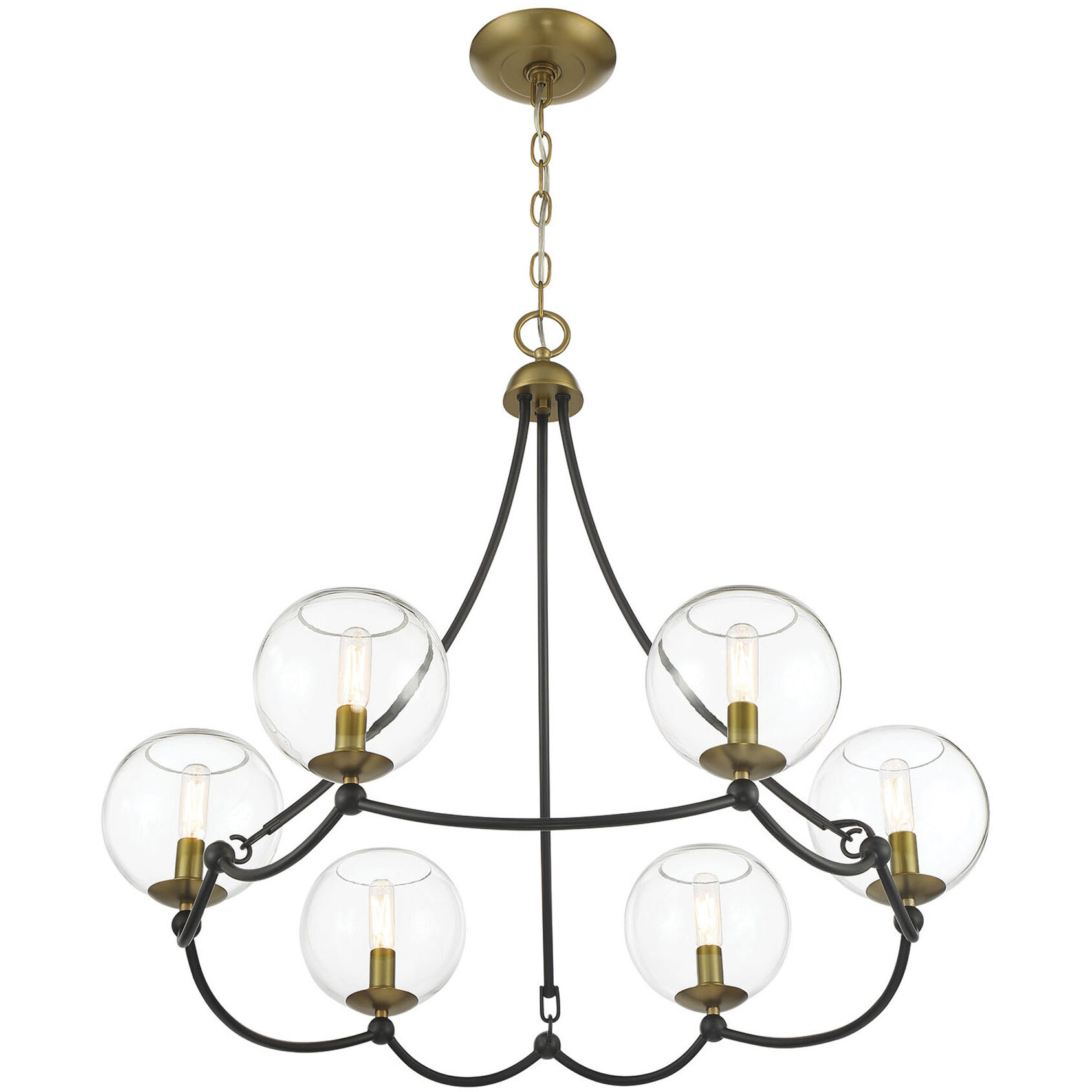 Vantage Kearney Park 6 Light 29 inch Coal and Soft Brass Chandelier Ceiling Light