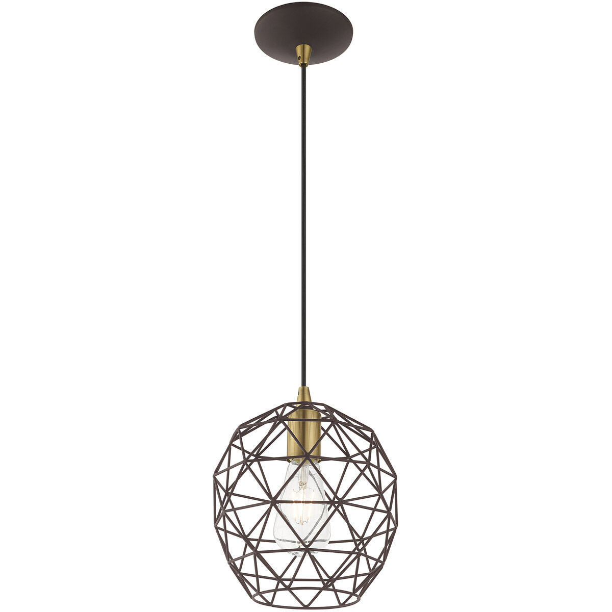 Geometric 1 Light 8 inch Bronze Mini Pendant Ceiling Light