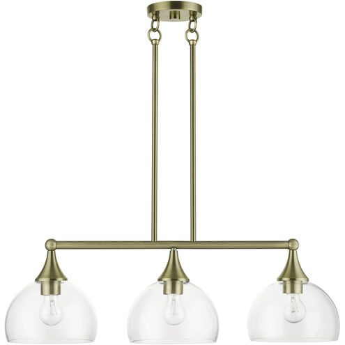 Glendon 3 Light 30 inch Antique Brass Linear Chandelier Ceiling Light