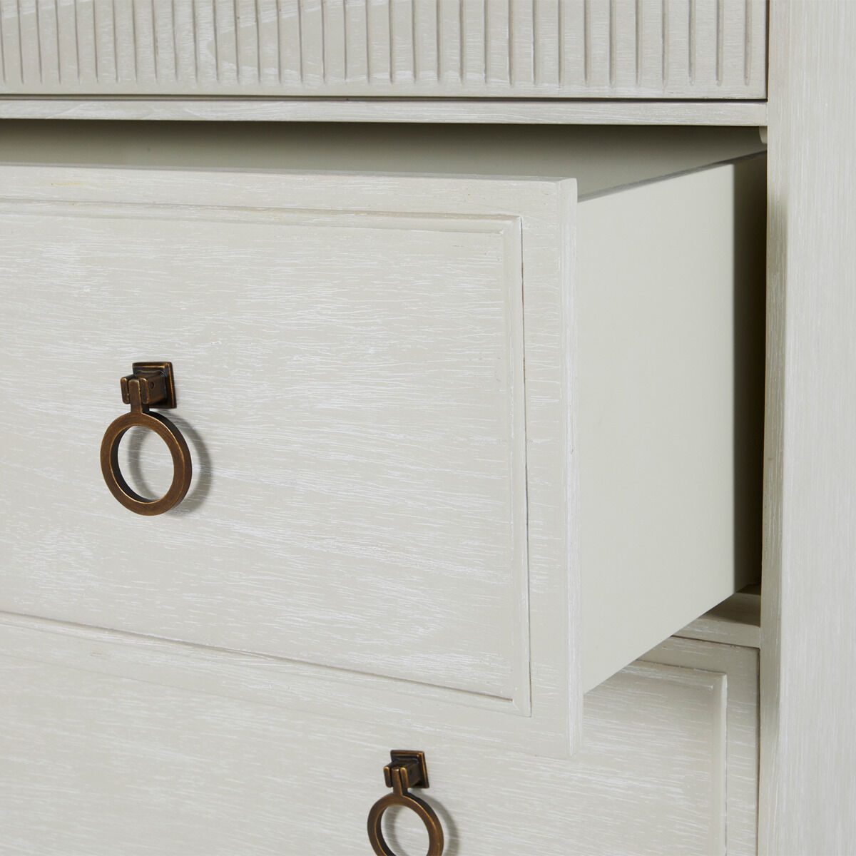 Archie Cerused White / Agros White Stone / Antique Bronze Cabinet