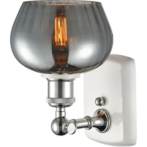 Ballston Fenton LED 7 inch White and Polished Chrome Sconce Wall Light in Plated Smoke Glass, Ballston