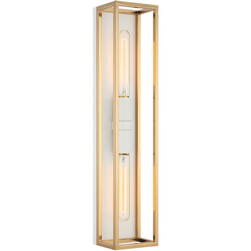 Shadowbox Wall Sconce Wall Light in White and Aged Gold Brass