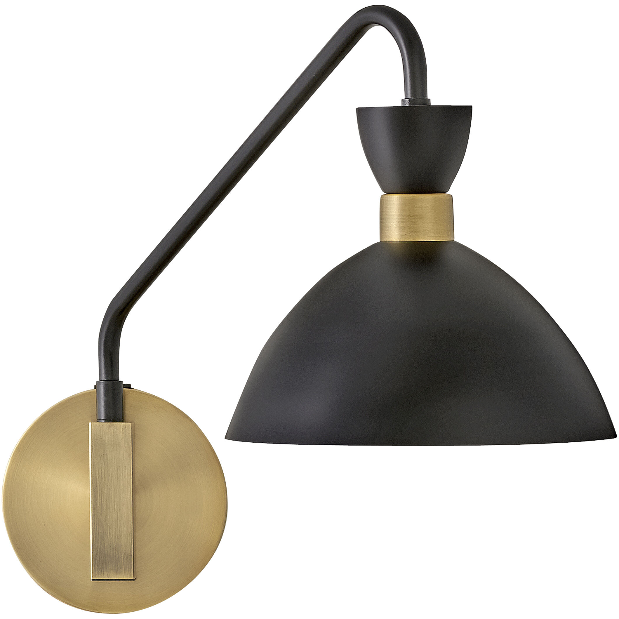 Simon LED 8 inch Black with Heritage Brass accents Sconce Wall Light
