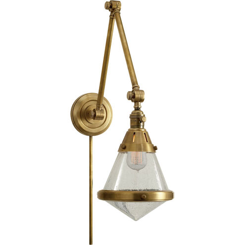 Thomas O'Brien Gale 17 inch 60.00 watt Hand-Rubbed Antique Brass Swing Arm Wall Light in Seeded Glass