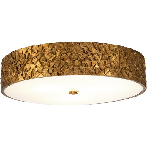 Mosaic 4 Light Gold Bath/Flush Mounts Ceiling Light in Gold Leaf with Antique