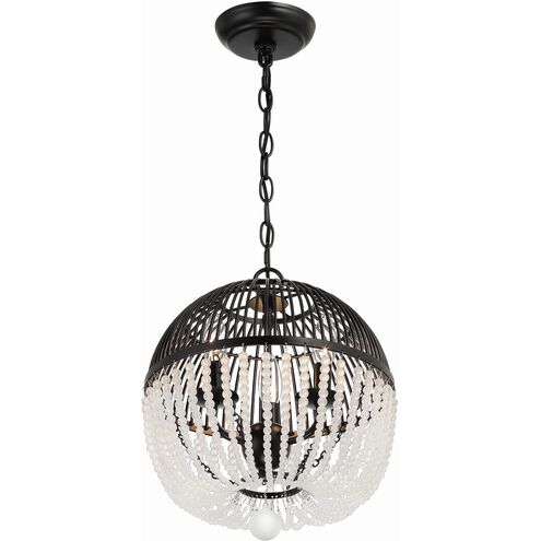 Duval 3 Light 12 inch Matte Black Mini Chandelier Ceiling Light