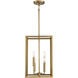 Traditional 4 Light 12 inch Natural Brass Pendant Ceiling Light