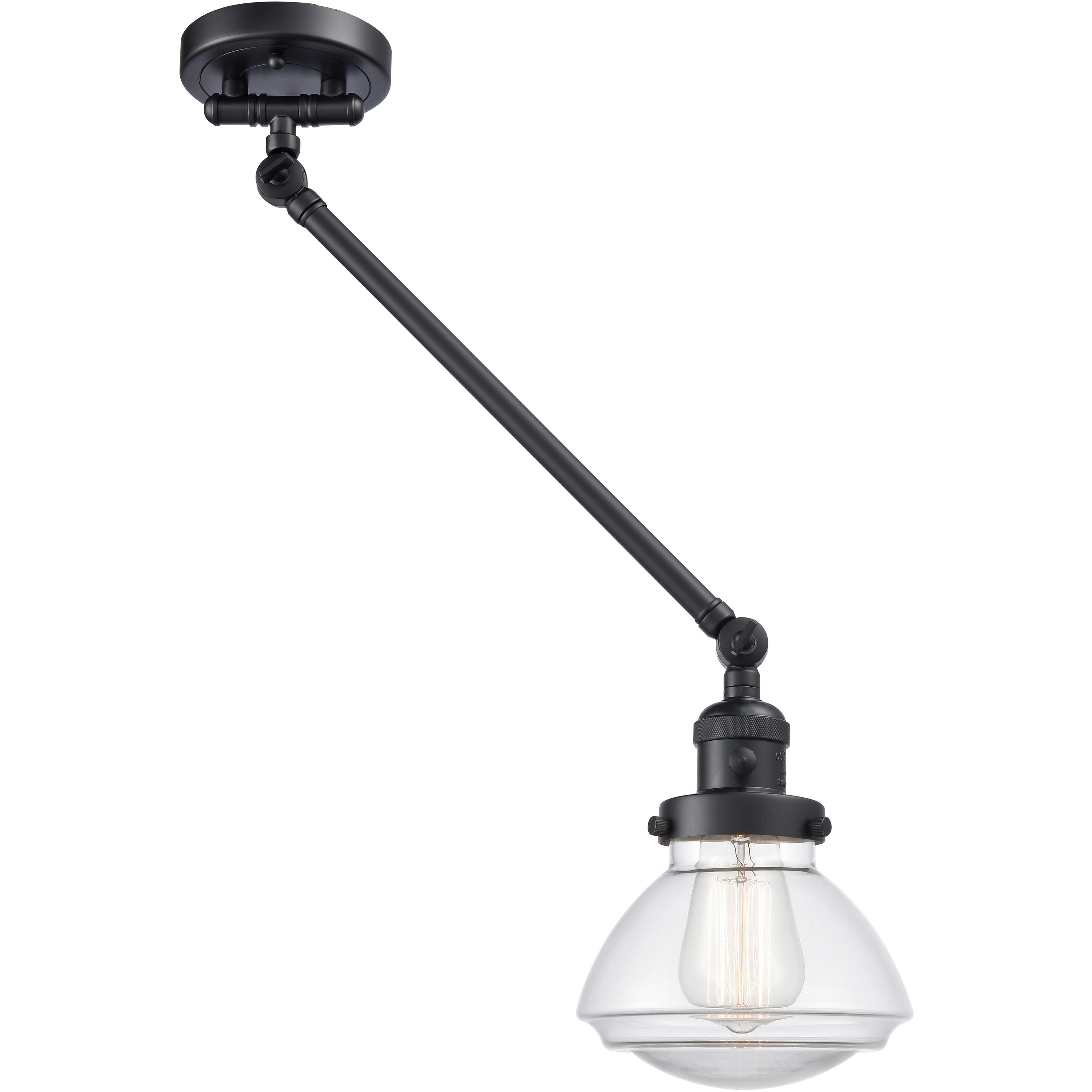 Olean 18 inch 60.00 watt Matte Black Swing Arm Wall Light, Franklin Restoration