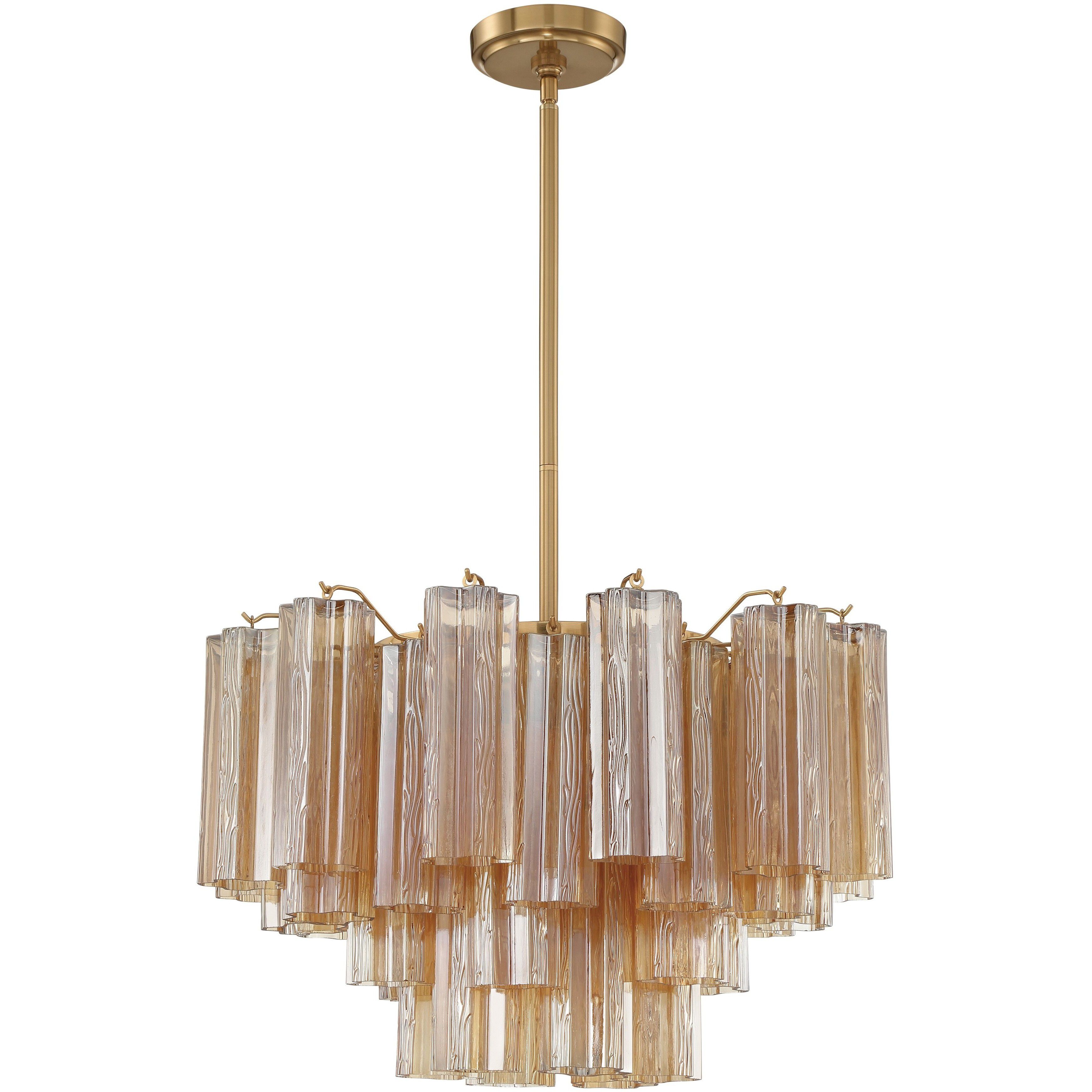 Addis 9 Light 22 inch Aged Brass Chandelier Ceiling Light in Tronchi Glass Amber