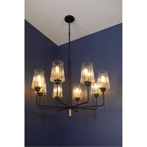 Dalia 8 Light 30 inch Noir with Aged Brass Chandelier Ceiling Light