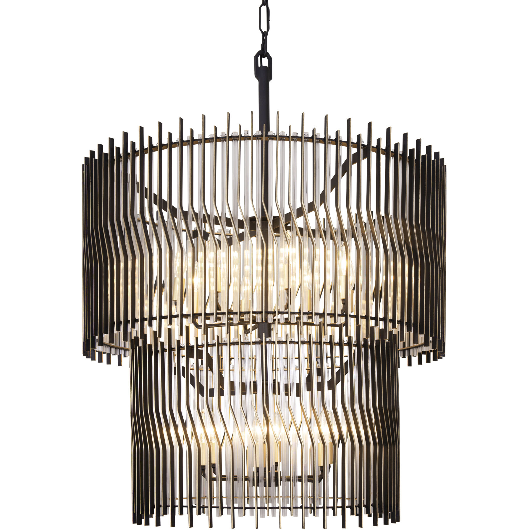 Park Row 14 Light 32 inch Matte Black and French Gold Chandelier Ceiling Light