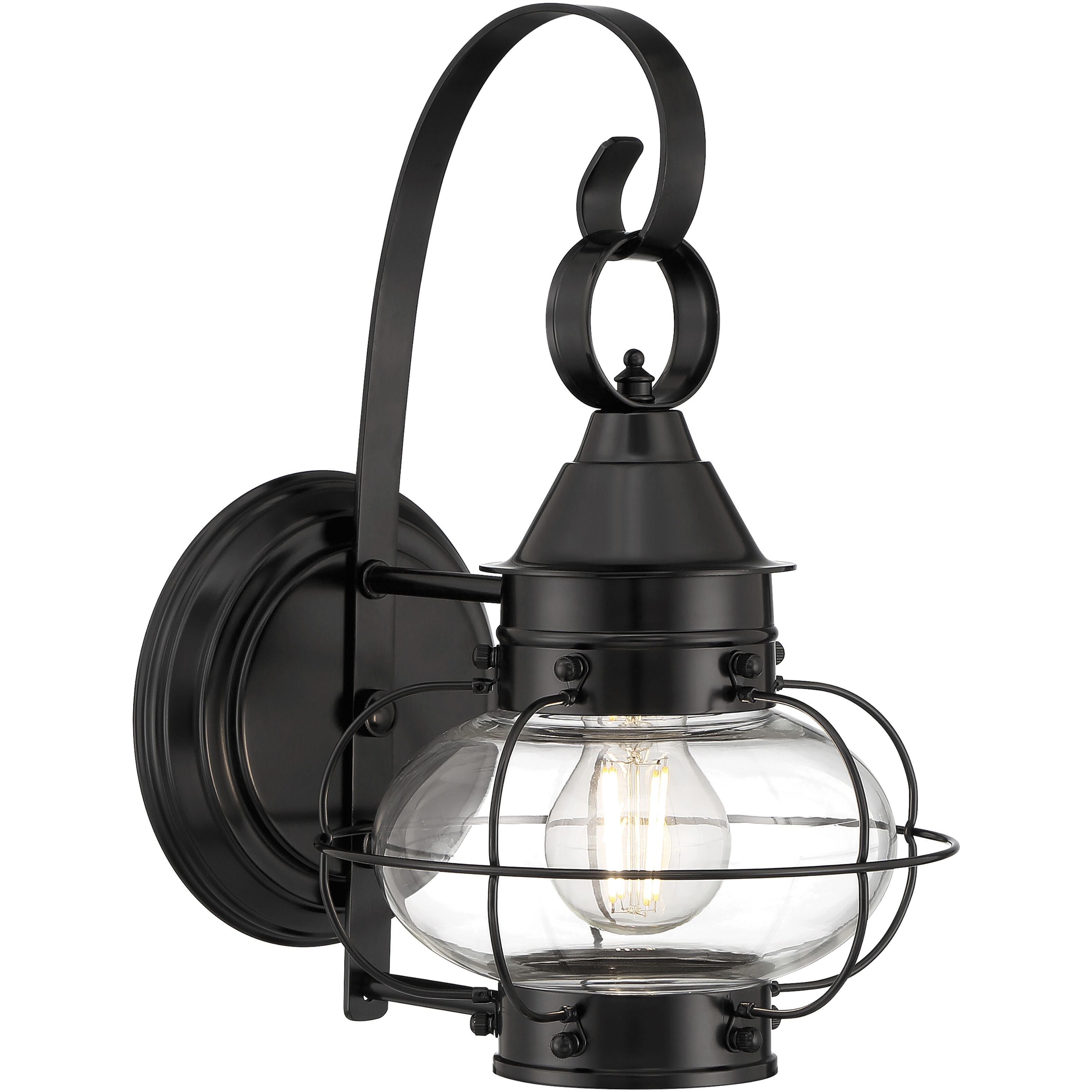Cottage Onion 1 Light 13.75 inch Black Outdoor Sconce