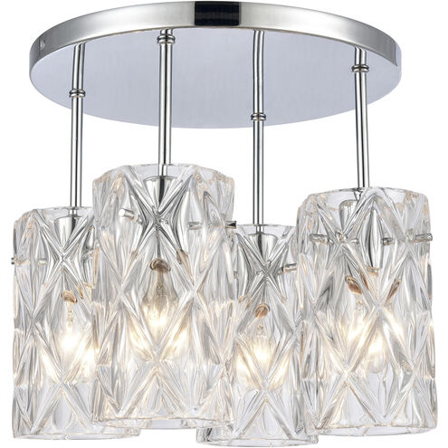 Forma de Crystal 4 Light 14 inch Polished Chrome Semi Flush Mount Ceiling Light