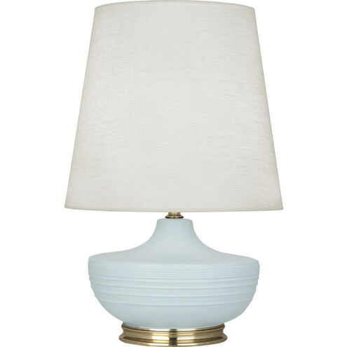 Michael Berman Nolan 27.5 inch 150.00 watt Matte Sky Blue Table Lamp Portable Light in Modern Brass