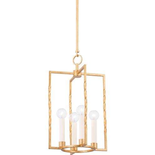 Adelaide 4 Light 11 inch Vintage Gold Leaf Indoor Lantern Pendant Ceiling Light