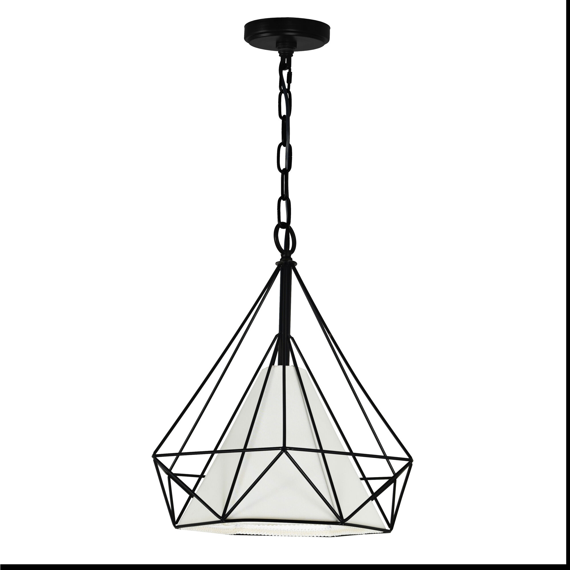 Diamond 1 Light 15 inch Black Down Pendant Ceiling Light