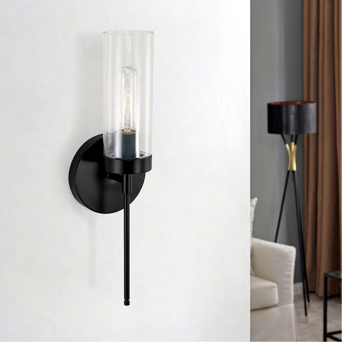 Elijah 1 Light 5 inch Matte Black Sconce Wall Light