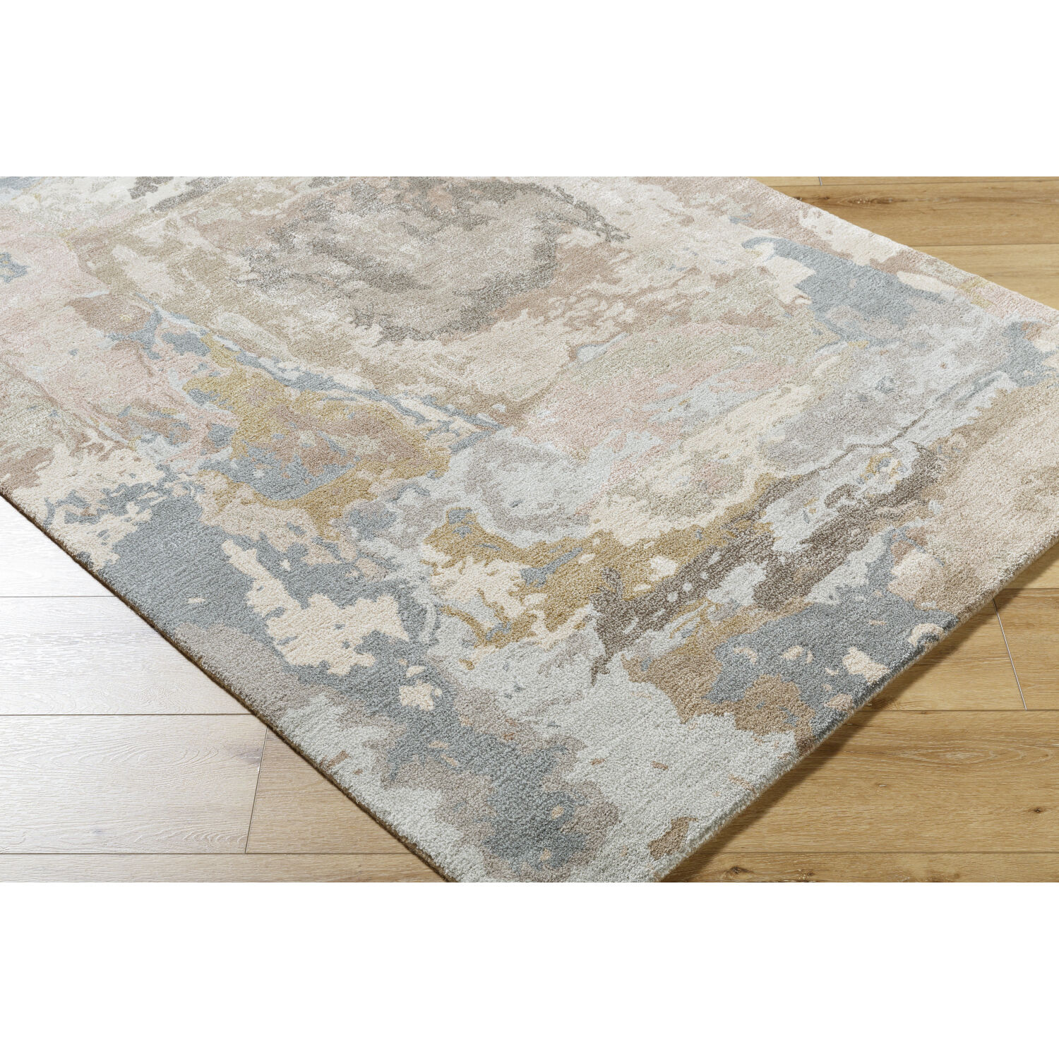 Kavita 96 X 96 inch Warm Grey / Ash / Sage / Light Silver Handmade Rug in 8 Ft Round