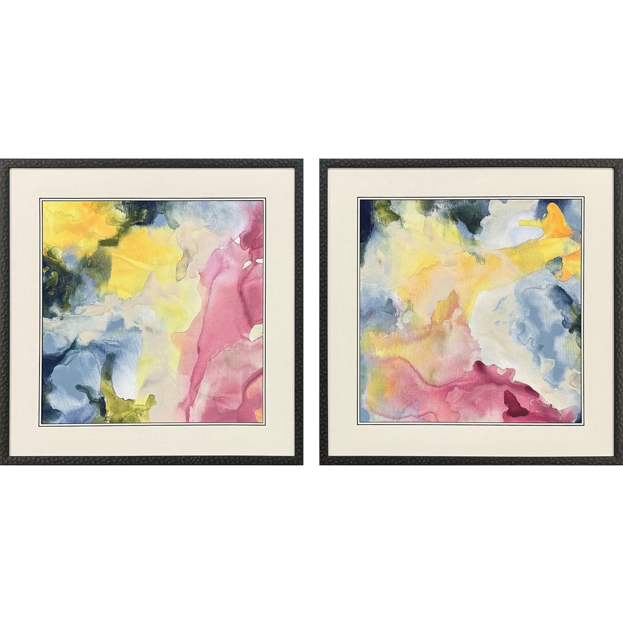 Color Cavern Blue and Green and Pink and Yellow Framed Art