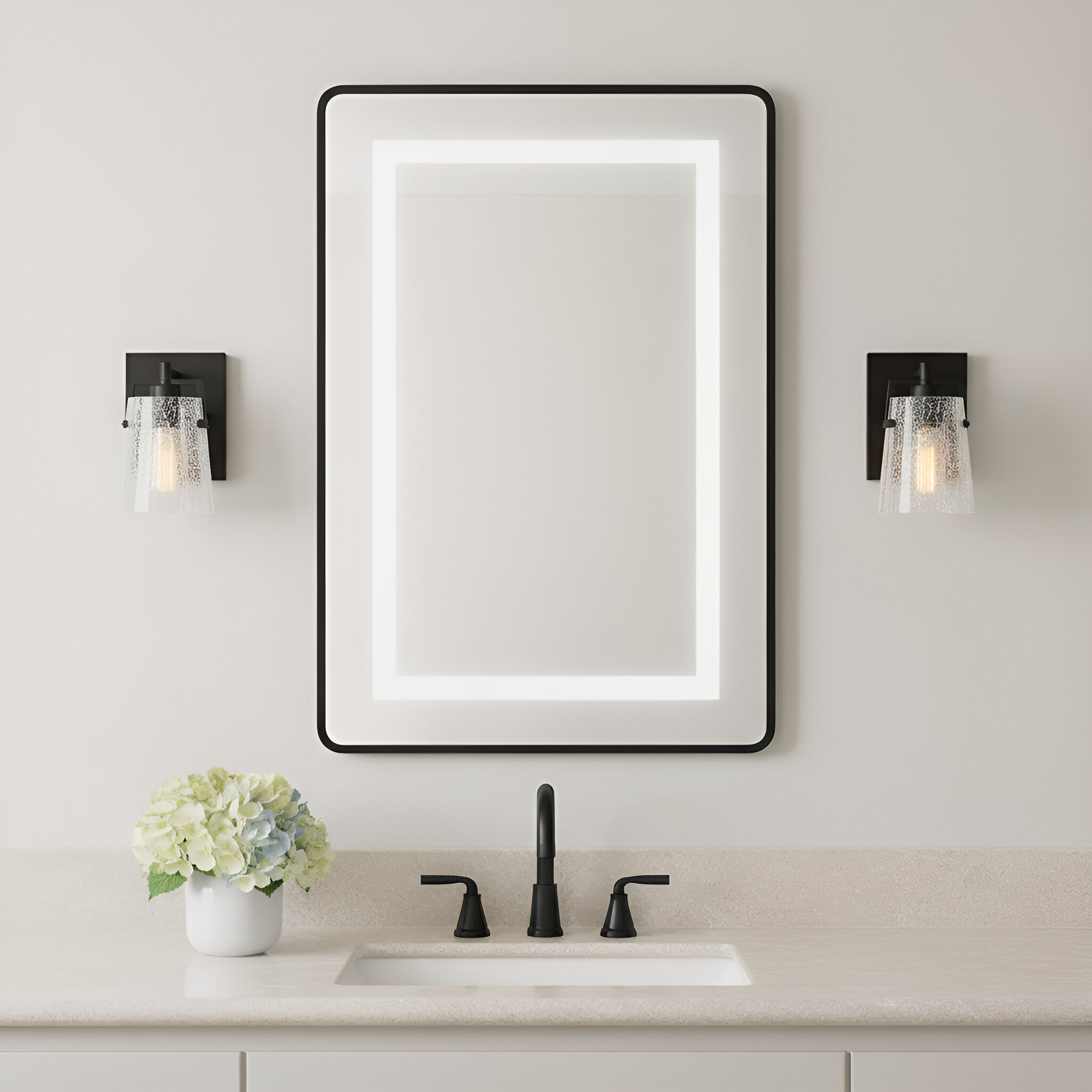 Drew & Jonathan Crofton 1 Light 5.25 inch Midnight Black Sconce Wall Light in Clear Crackle Glass, Small