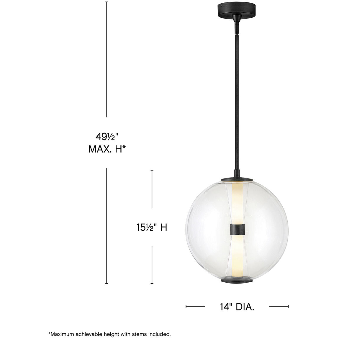 Elin LED 14 inch Black Pendant Ceiling Light