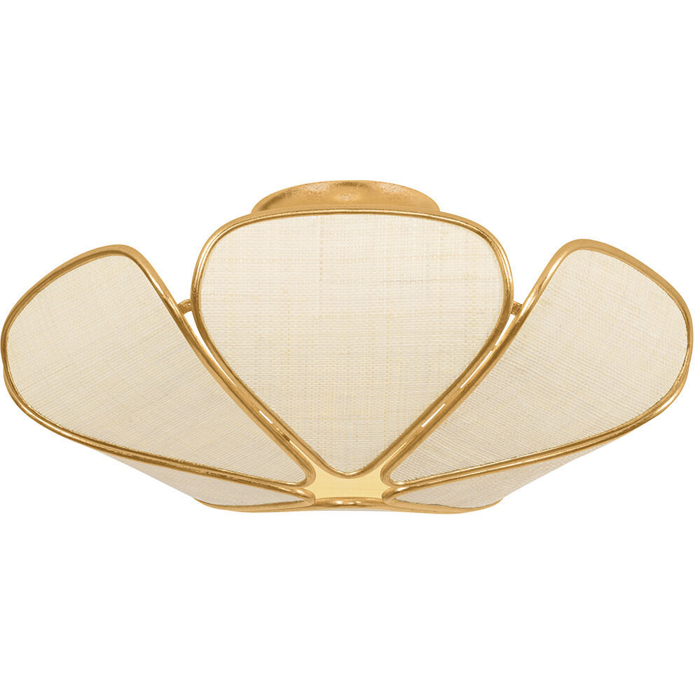 Bayville 3 Light 20 inch Vintage Gold Leaf Semi Flush Ceiling Light