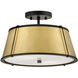 Clarke 2 Light 15 inch Black with Lacquered Dark Brass accents Foyer Light Ceiling Light, Semi-flush Mount