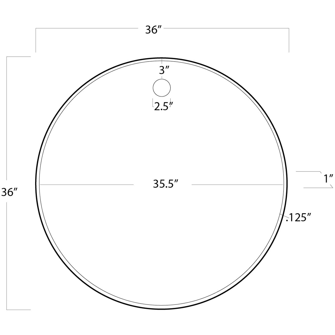Circular 36 X 36 inch Steel Hanging Mirror, Circular