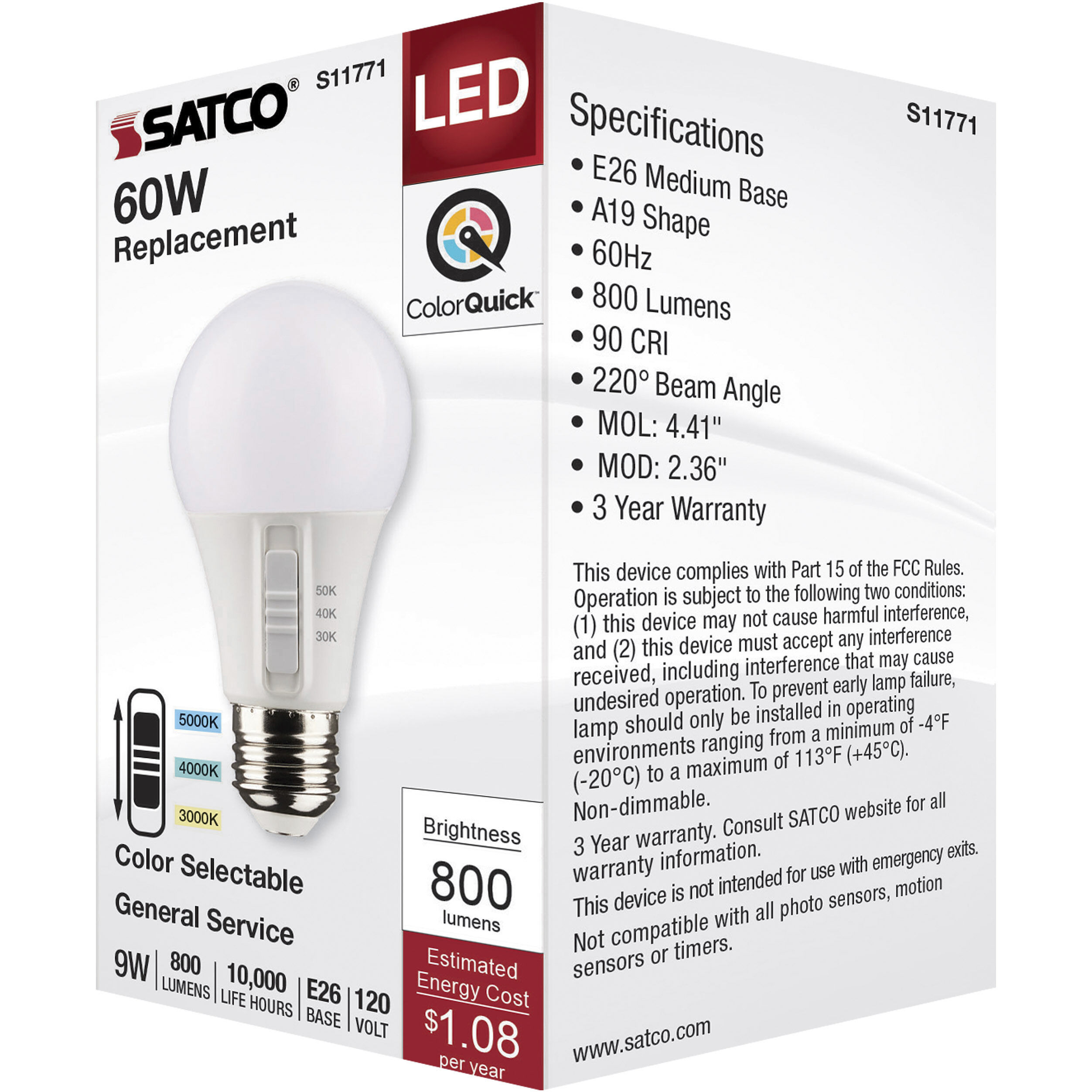 Lumos Medium 9.00 watt 3000K Light Bulb
