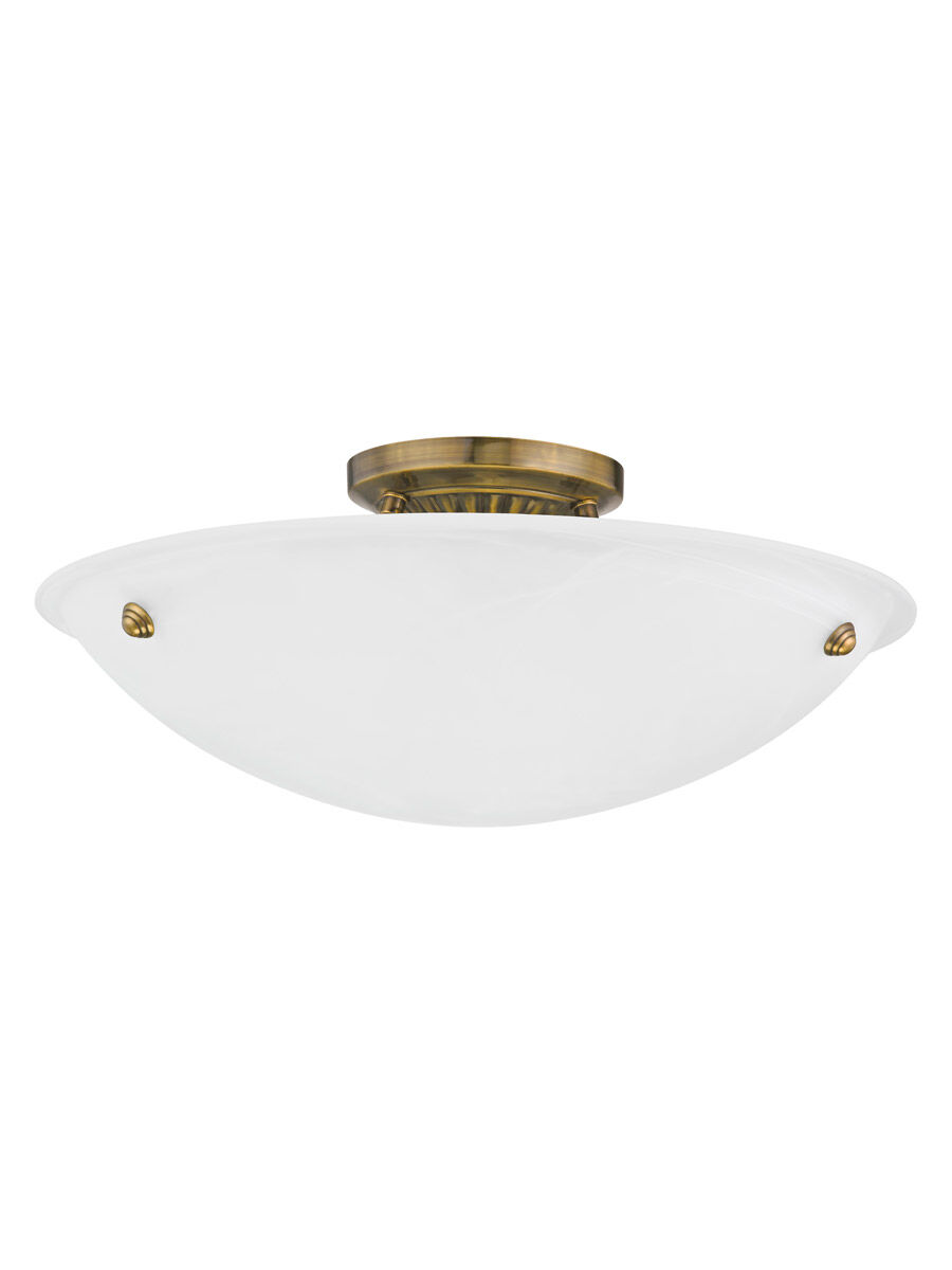 Oasis 3 Light 20 inch Antique Brass Semi-Flush Mount Ceiling Light