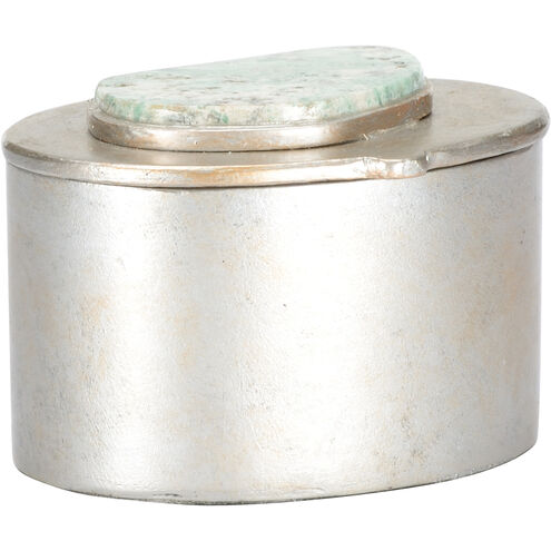 Caribbean 4 inch Silver and Green Jewelry Box