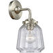 Nouveau Chatham LED 6 inch Brushed Satin Nickel Sconce Wall Light in Clear Glass, Nouveau