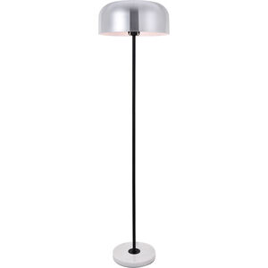 Peru 63 inch 40 watt Brushed Nickel and Black with White Marble Floor lamp Portable Light
