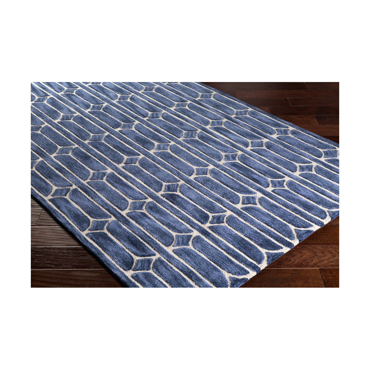 Alexandra 90 X 60 inch Denim/Navy/Ivory Rugs, Polyester