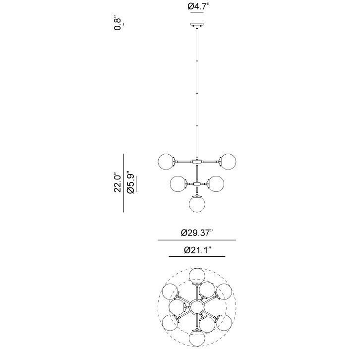 Maru 10 Light 30 inch Aged Gold Brass Chandelier Ceiling Light in Aged Gold Brass and Clear