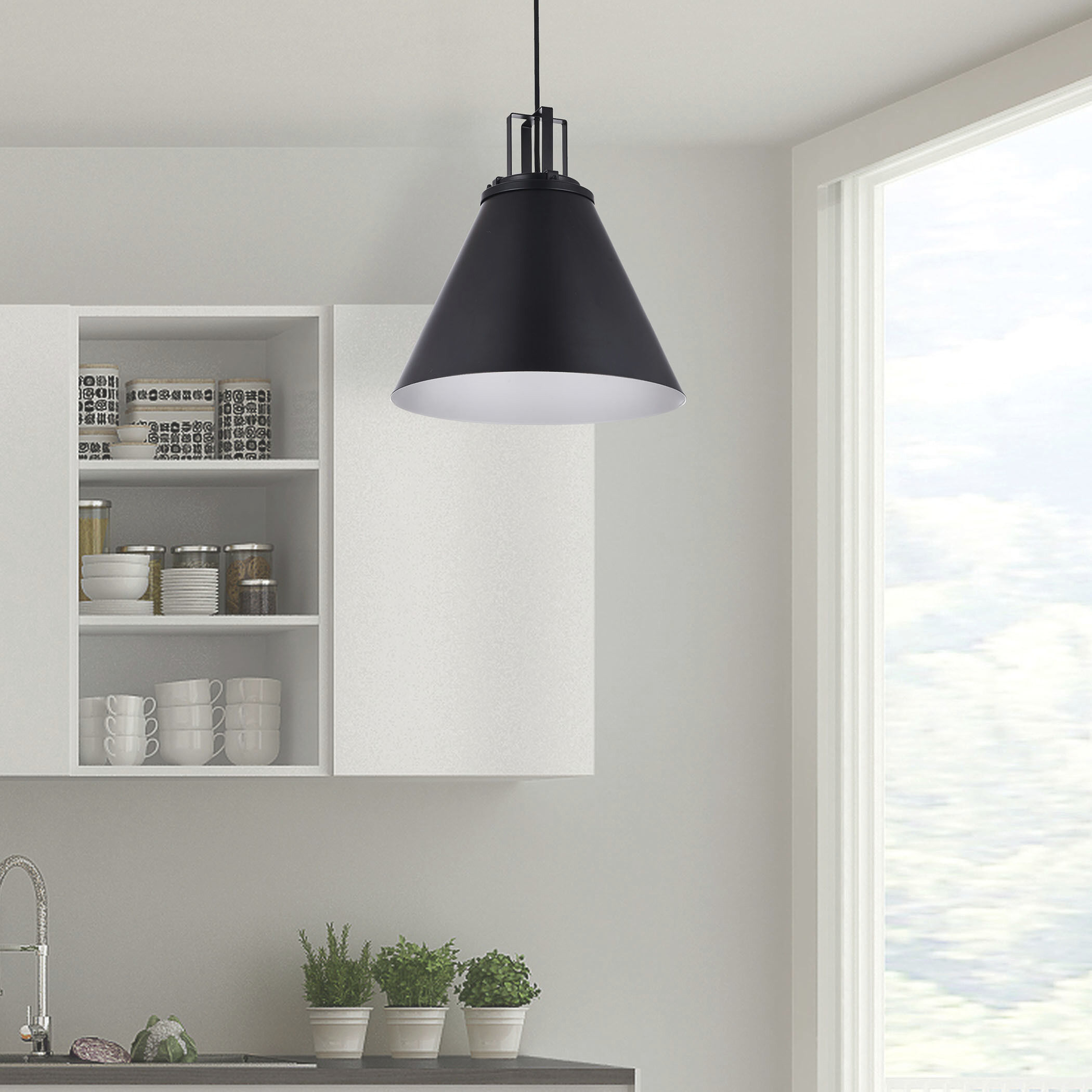 Sonus 1 Light 14 inch Matte Black Pendant Ceiling Light
