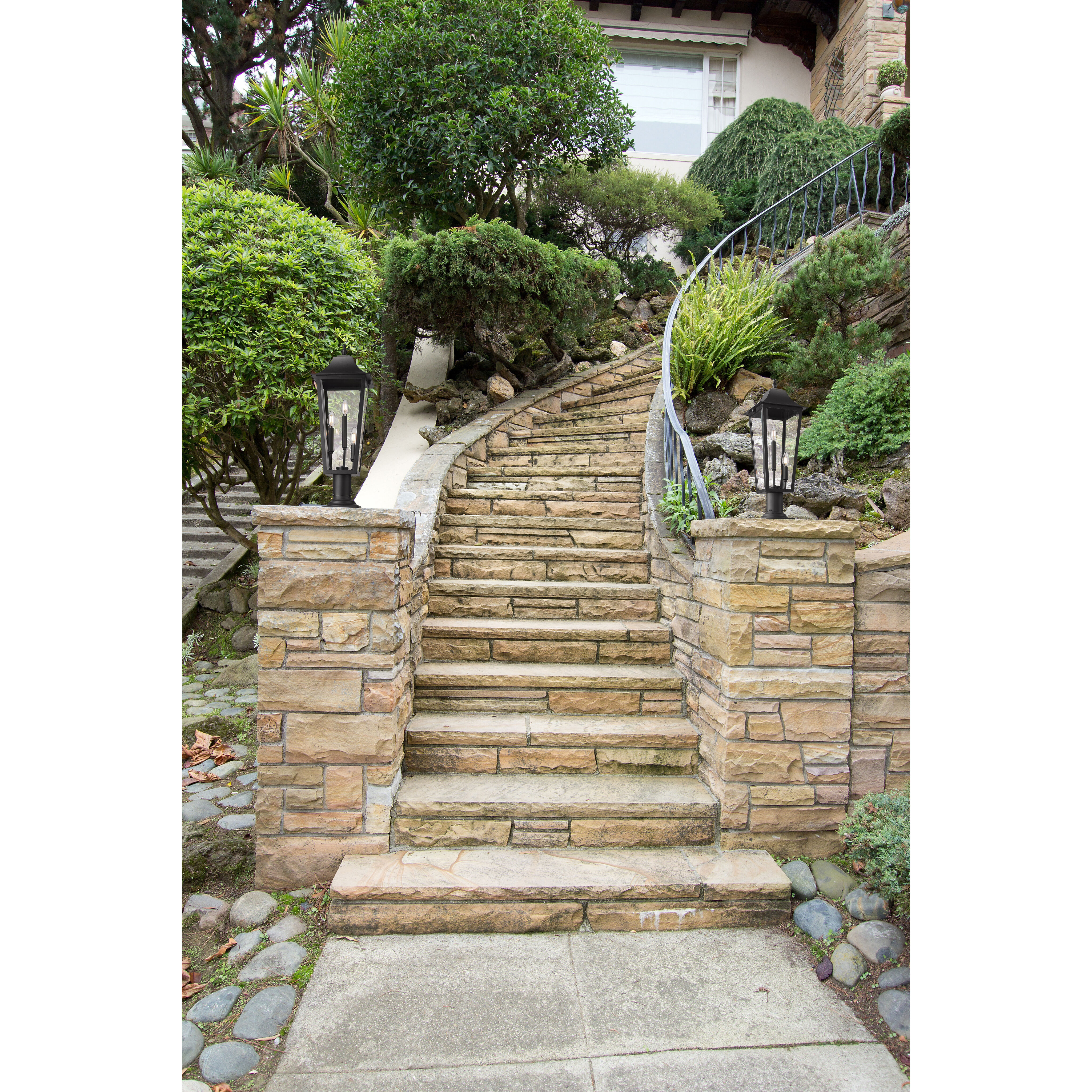 Gannon 3 Light 28.75 inch Black Outdoor Pier Mounted Fixture in G9