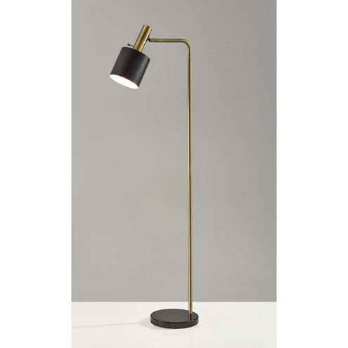 Emmett 61 inch 60.00 watt Antique Brass Floor Lamp Portable Light in Black