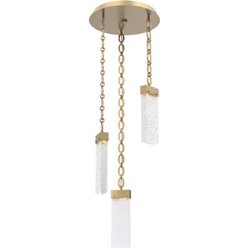 Parallel LED 16.5 inch Gilded Brass Multi-Pendant Ceiling Light in Clear Rimelight, 2700K LED, Oval Chain