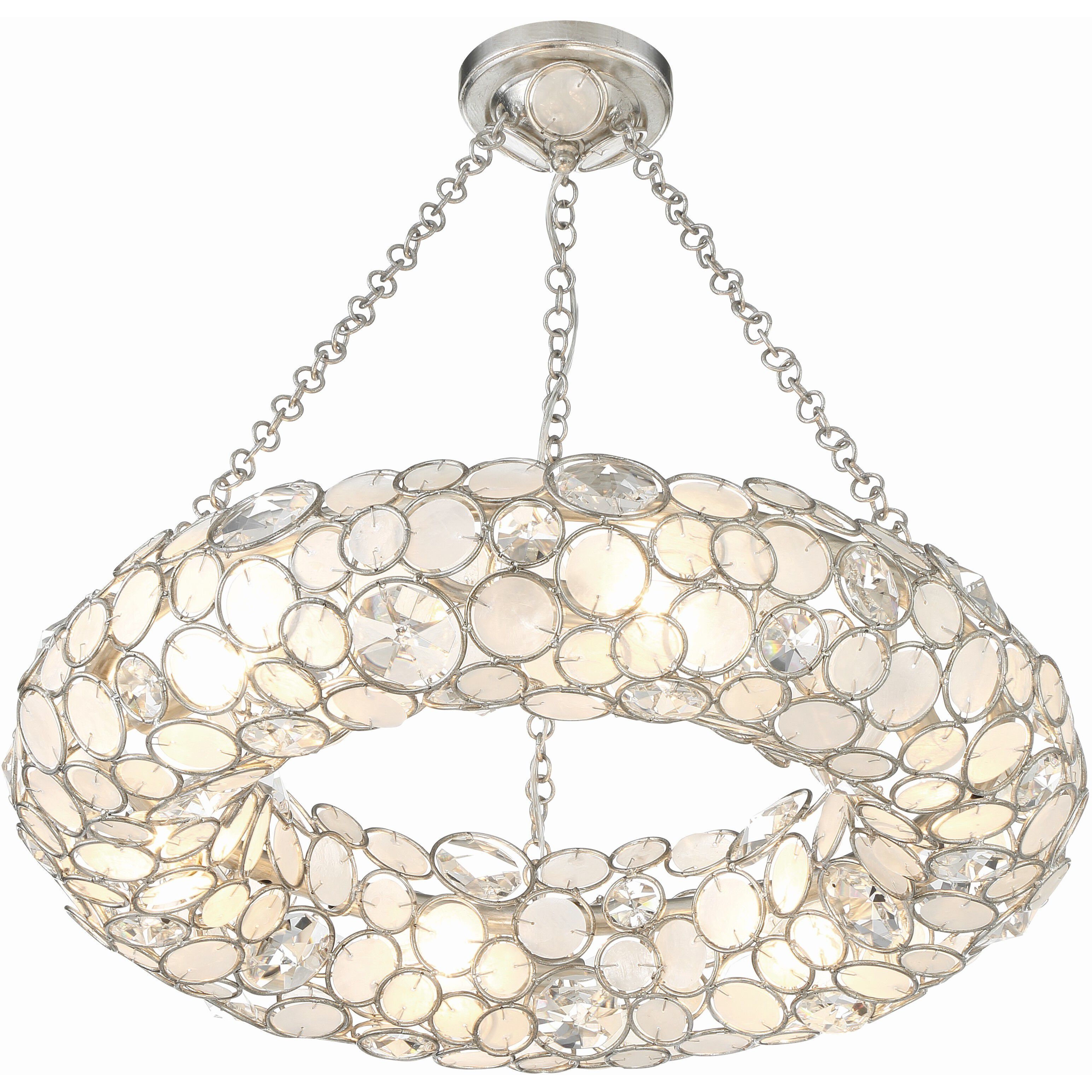 Palla 6 Light 24 inch Antique Silver Semi Flush Ceiling Light