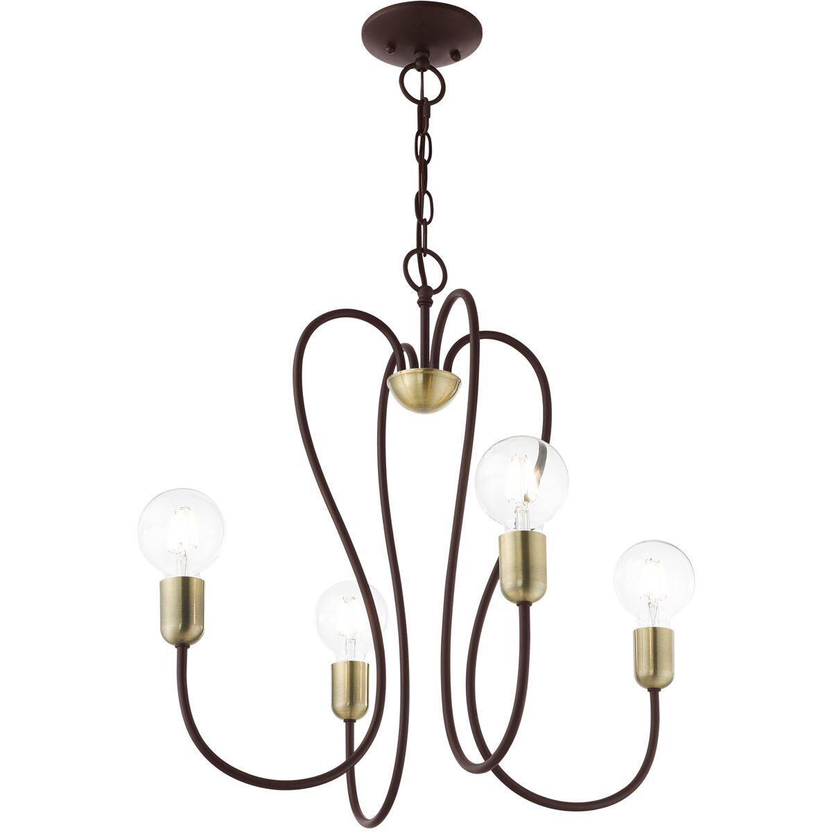 Lucerne 4 Light 20 inch Bronze with Antique Brass Accents Chandelier Ceiling Light