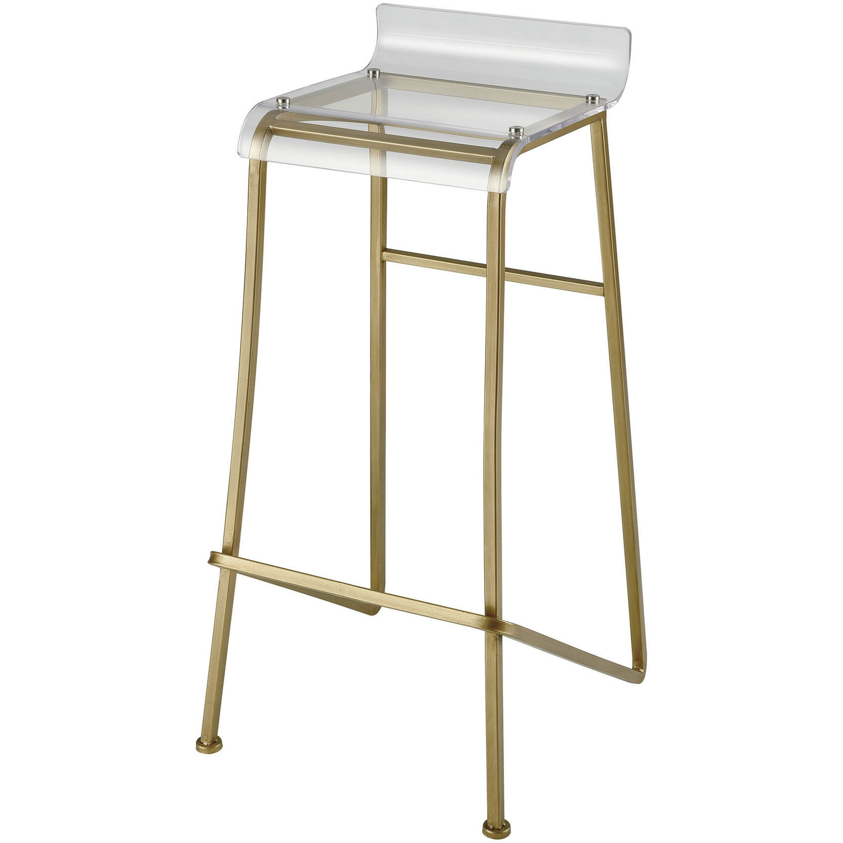 Hyperion 33.25 inch Gold with Clear Bar Stool