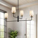 Alora Mood Bridgette 4 Light 29.5 inch Matte Black/White Linen Chandelier Ceiling Light in White Linen Shade