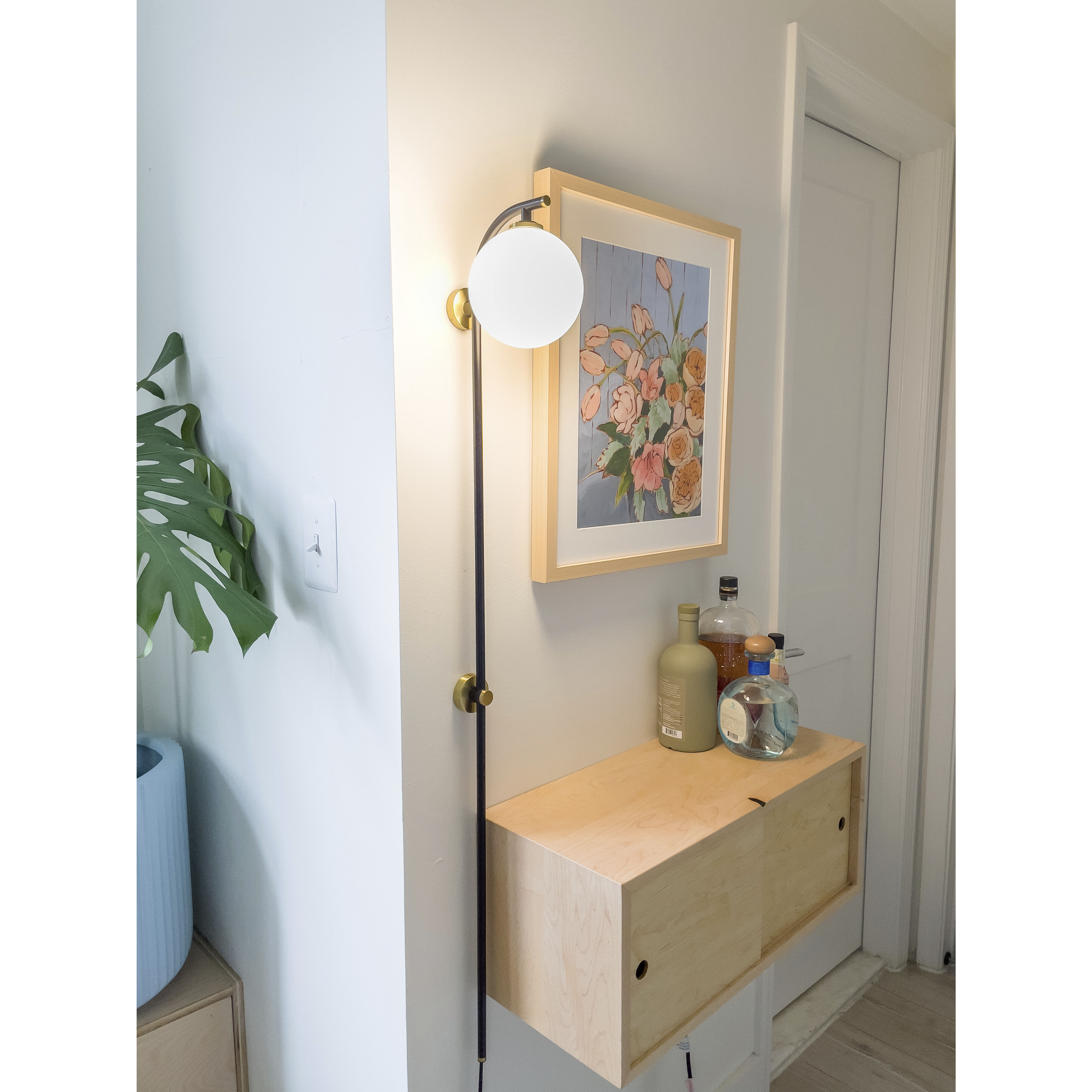 Faye 4.00 watt Aged Brass/Soft Black Portable Wall Sconce Wall Light