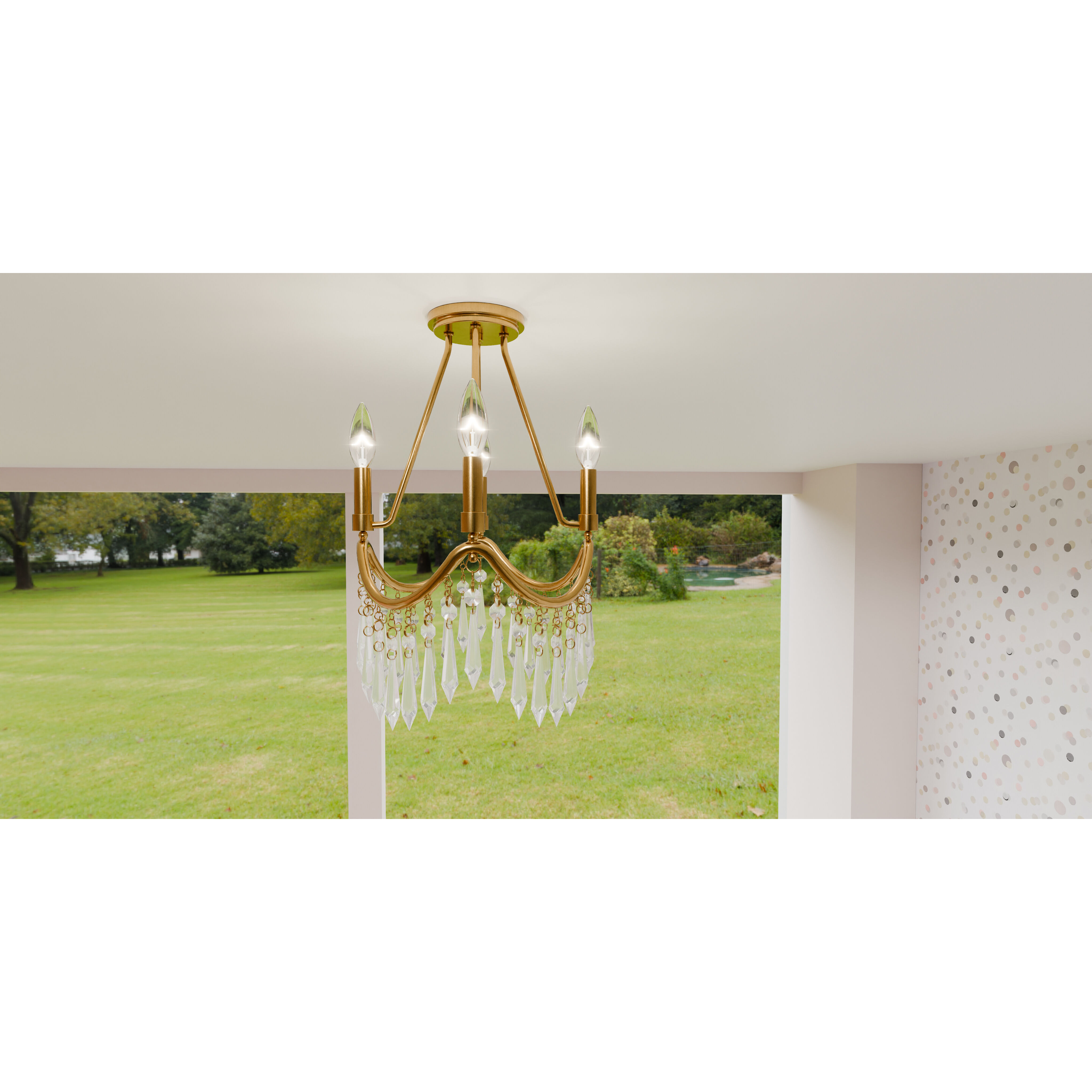 Airedale 4 Light 12 inch Aged Brass Semi-Flush Mount Ceiling Light