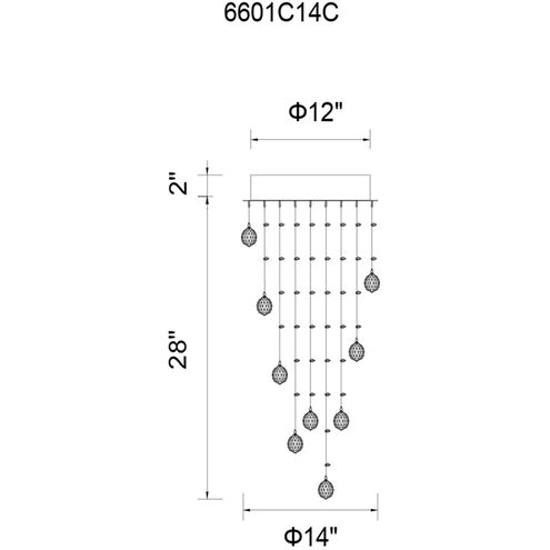Rain Drop 4 Light 14 inch Chrome Flush Mount Ceiling Light