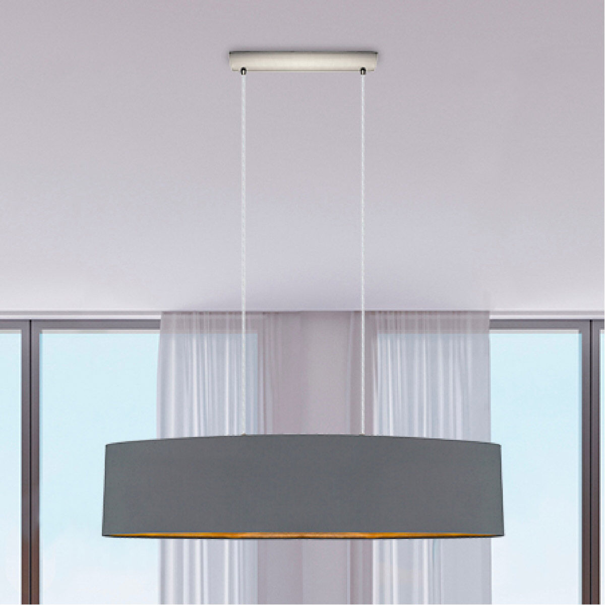 Maserlo 2 Light 39.37 inch Satin Nickel Pendant Ceiling Light